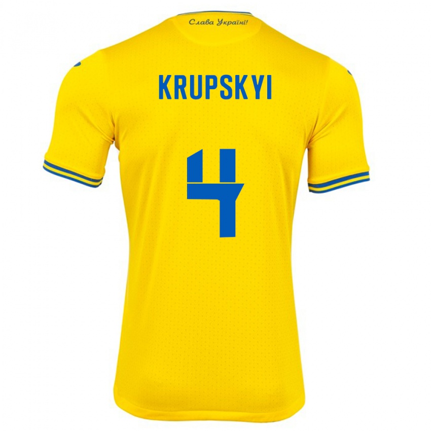 Kinderen Oekraïne Ilya Krupskyi #4 Geel Thuisshirt Thuistenue 24-26 T-Shirt