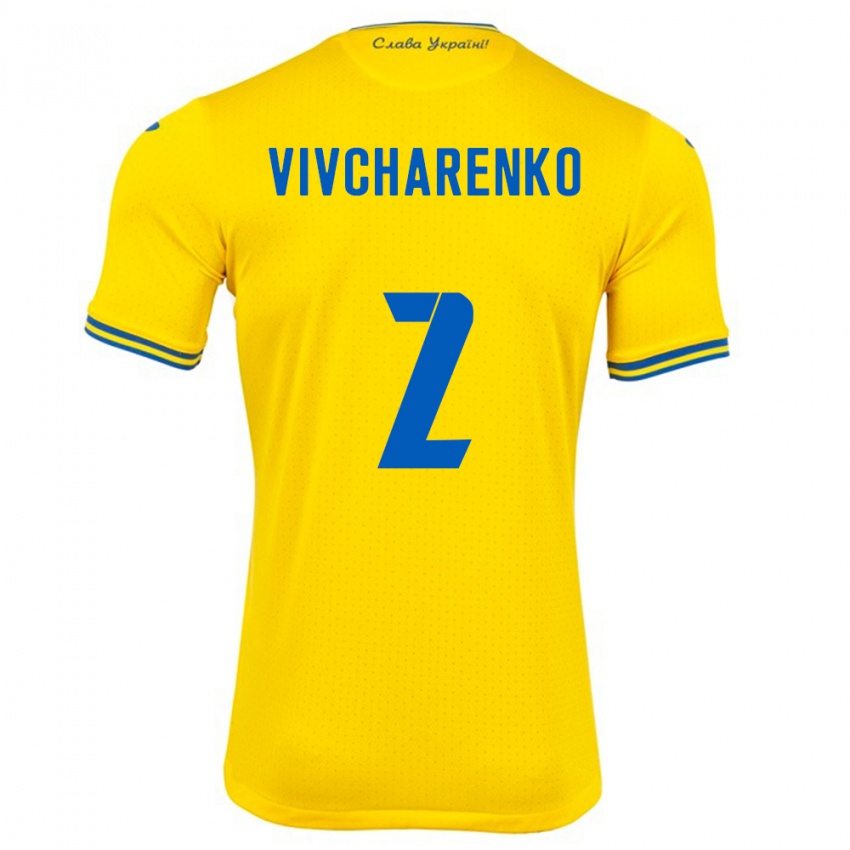 Kinderen Oekraïne Kostyantyn Vivcharenko #2 Geel Thuisshirt Thuistenue 24-26 T-Shirt