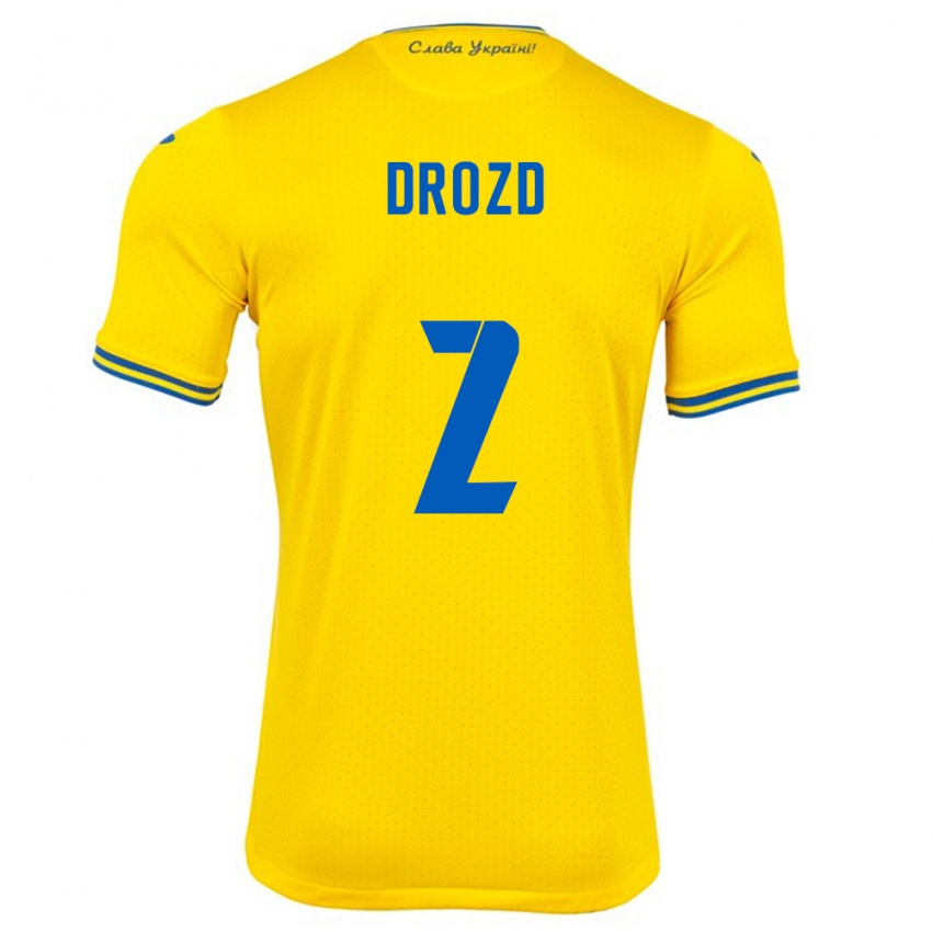 Kinderen Oekraïne Anton Drozd #2 Geel Thuisshirt Thuistenue 24-26 T-Shirt