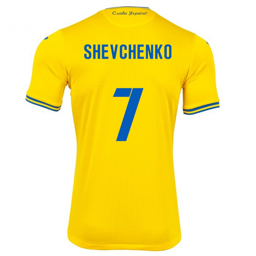 Kinderen Oekraïne Kristian Shevchenko #7 Geel Thuisshirt Thuistenue 24-26 T-Shirt