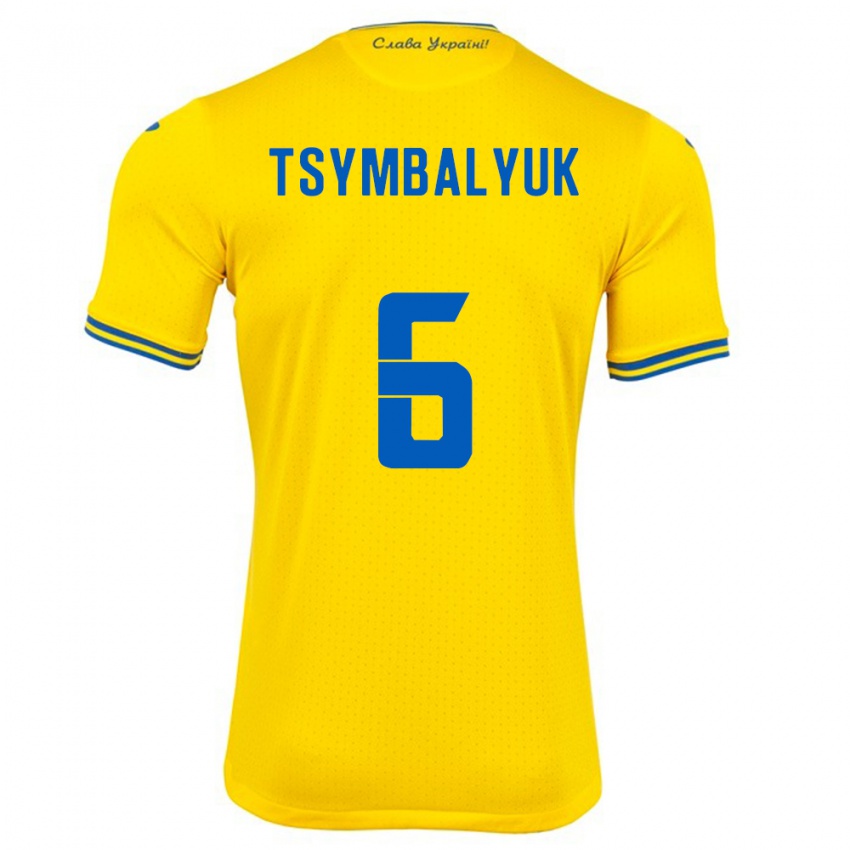 Kinderen Oekraïne Maksym Tsymbalyuk #6 Geel Thuisshirt Thuistenue 24-26 T-Shirt