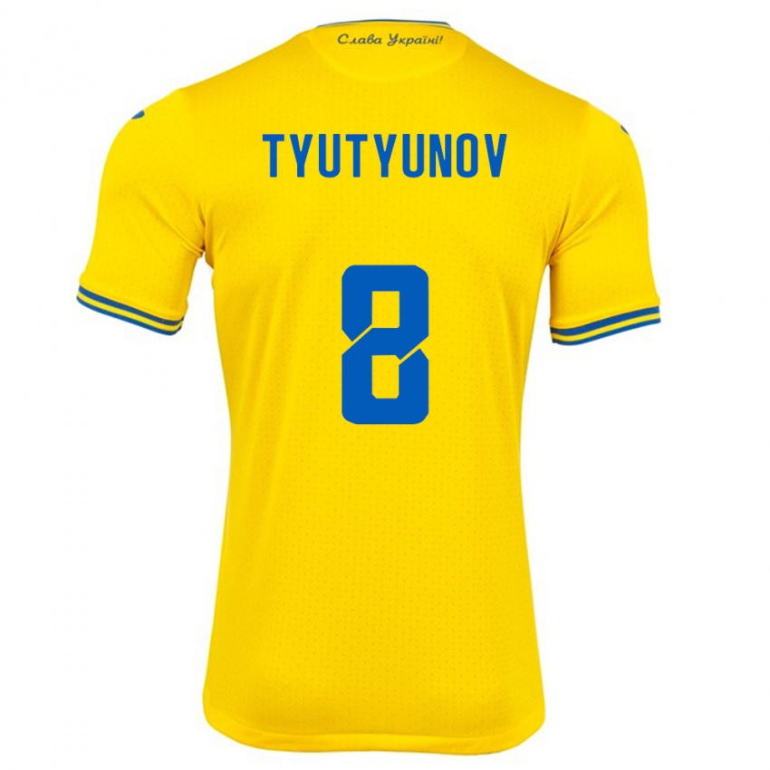 Kinderen Oekraïne Vladyslav Tyutyunov #8 Geel Thuisshirt Thuistenue 24-26 T-Shirt