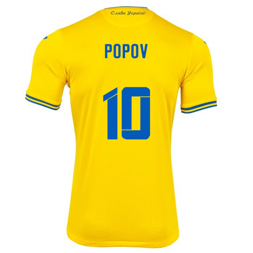 Kinderen Oekraïne Bogdan Popov #10 Geel Thuisshirt Thuistenue 24-26 T-Shirt