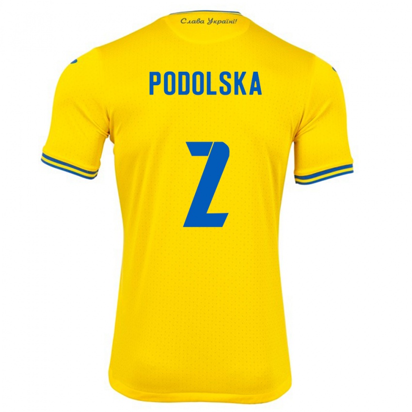 Kinderen Oekraïne Iryna Podolska #2 Geel Thuisshirt Thuistenue 24-26 T-Shirt