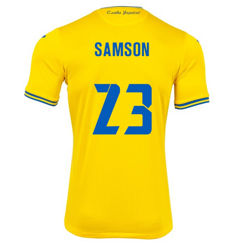 Kinderen Oekraïne Kateryna Samson #23 Geel Thuisshirt Thuistenue 24-26 T-Shirt