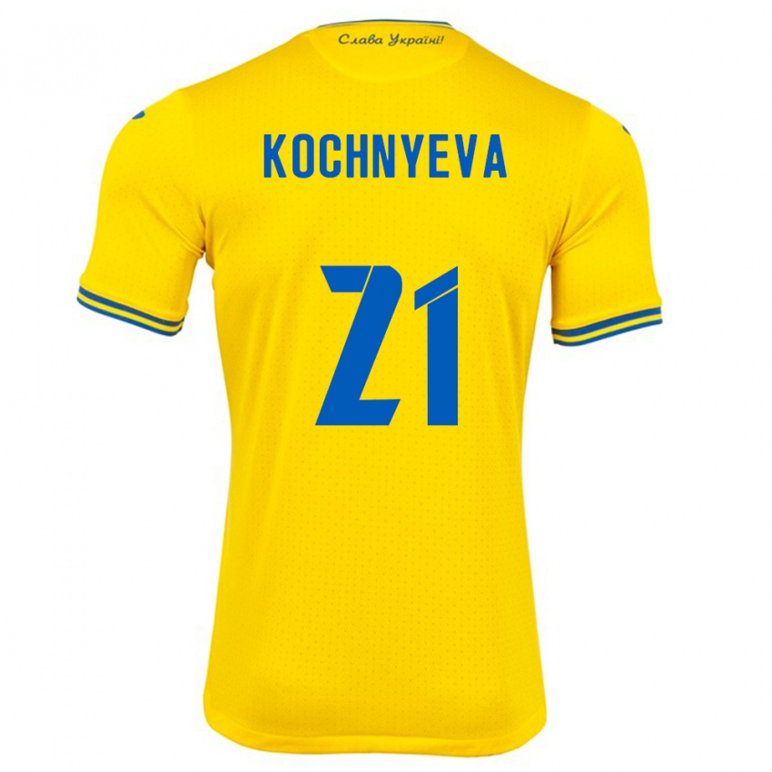 Kinderen Oekraïne Iryna Kochnyeva #21 Geel Thuisshirt Thuistenue 24-26 T-Shirt