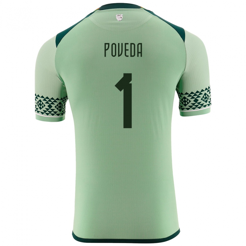 Kinderen Bolivia Bruno Poveda #1 Licht Groen Thuisshirt Thuistenue 24-26 T-Shirt