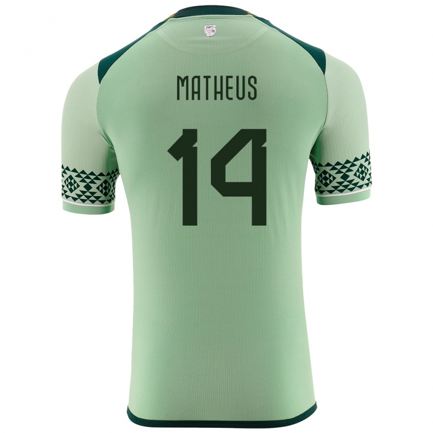 Kinderen Bolivia Robson Matheus #14 Licht Groen Thuisshirt Thuistenue 24-26 T-Shirt