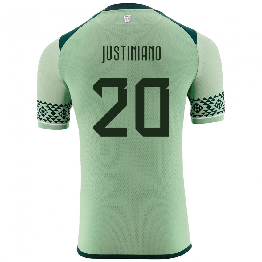 Kinderen Bolivia Leonardo Justiniano #20 Licht Groen Thuisshirt Thuistenue 24-26 T-Shirt