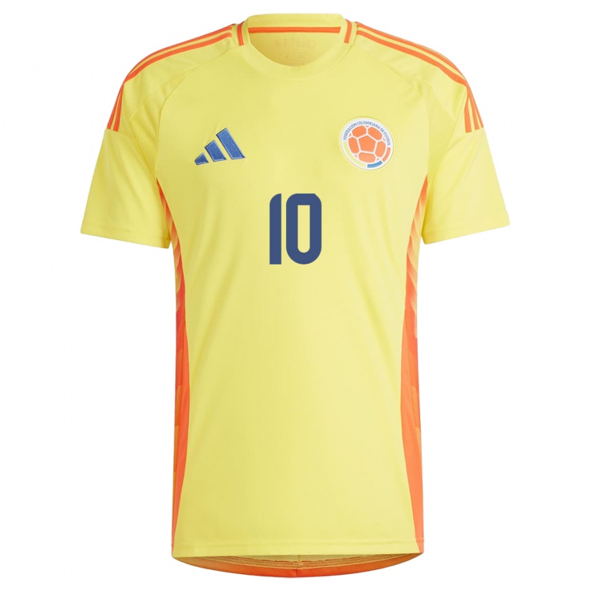 Kinderen Colombia James Rodríguez #10 Geel Thuisshirt Thuistenue 24-26 T-Shirt