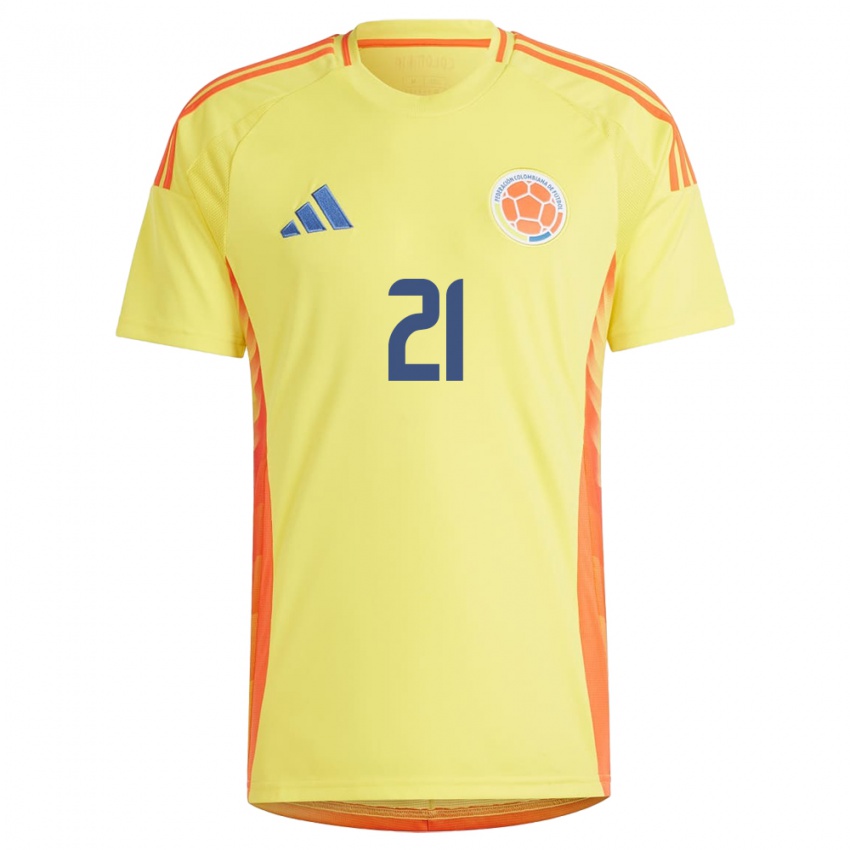 Kinderen Colombia Kelly Ibargüen #21 Geel Thuisshirt Thuistenue 24-26 T-Shirt