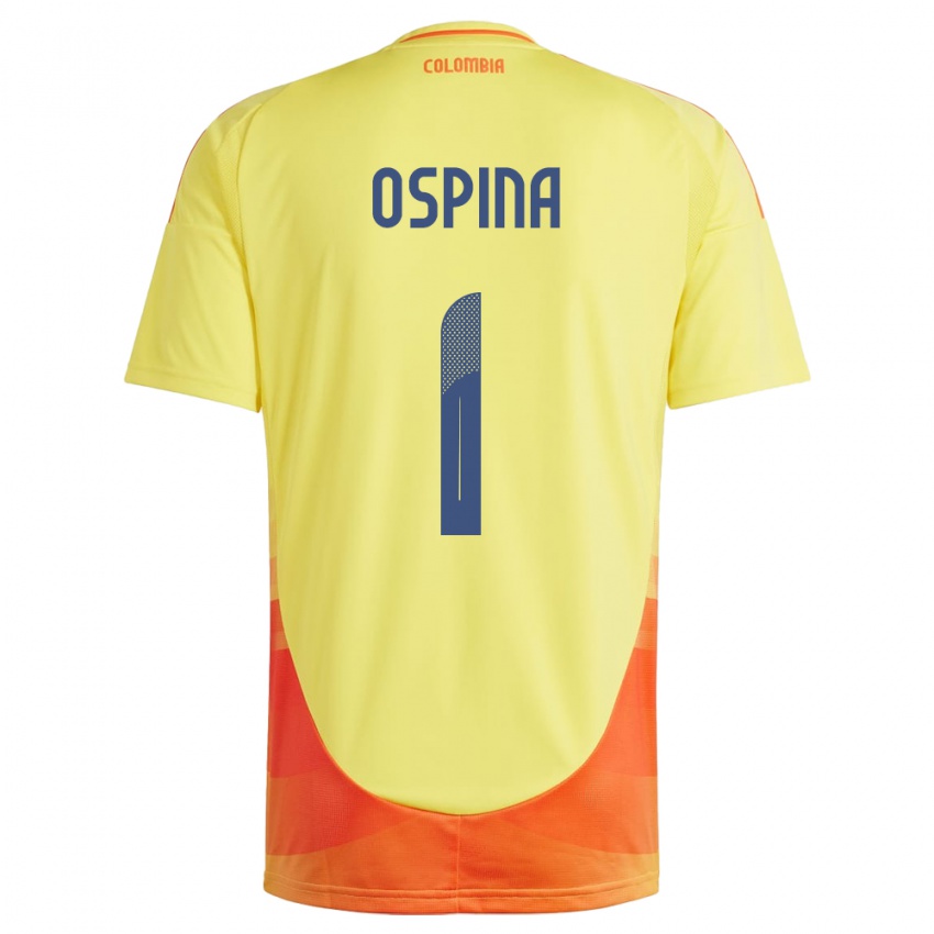 Kinderen Colombia David Ospina #1 Geel Thuisshirt Thuistenue 24-26 T-Shirt