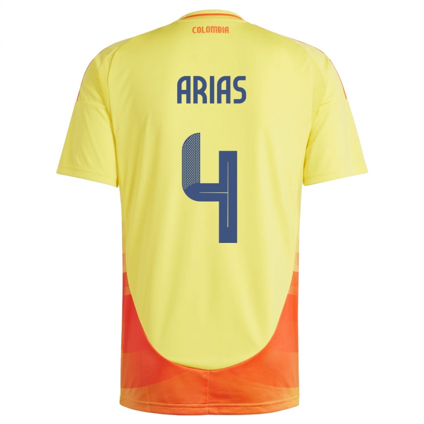 Kinderen Colombia Santiago Arias #4 Geel Thuisshirt Thuistenue 24-26 T-Shirt