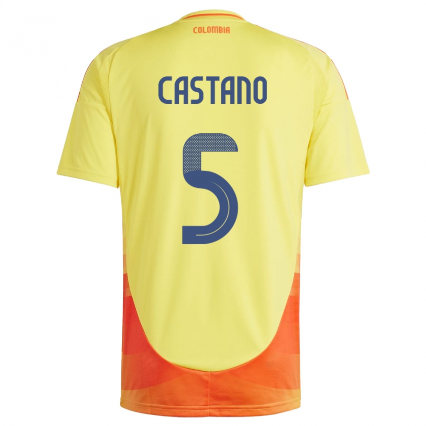 Kinderen Colombia Kevin Castaño #5 Geel Thuisshirt Thuistenue 24-26 T-Shirt