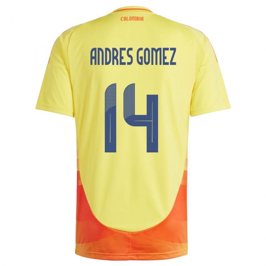 Kinderen Colombia Carlos Andrés Gómez #14 Geel Thuisshirt Thuistenue 24-26 T-Shirt