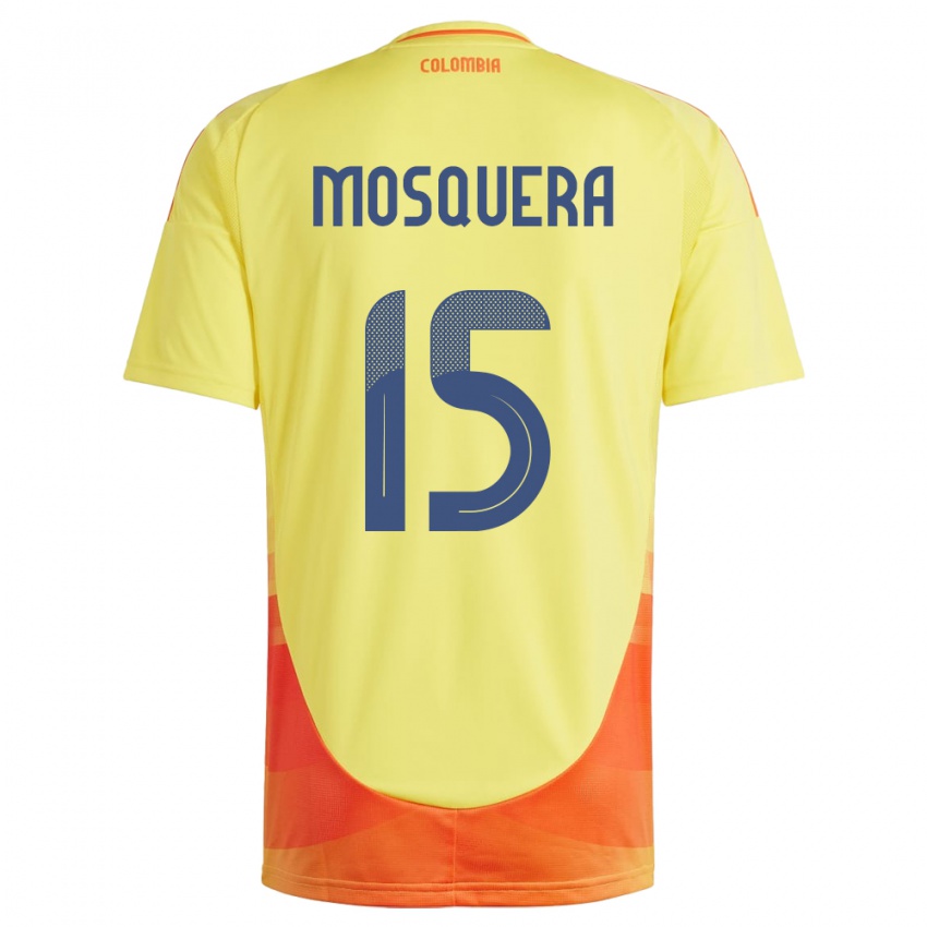 Kinderen Colombia Yerson Mosquera #15 Geel Thuisshirt Thuistenue 24-26 T-Shirt