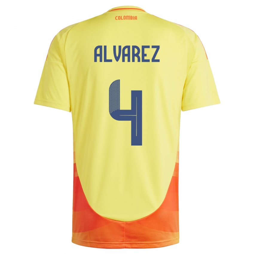 Kinderen Colombia Fernando Álvarez #4 Geel Thuisshirt Thuistenue 24-26 T-Shirt