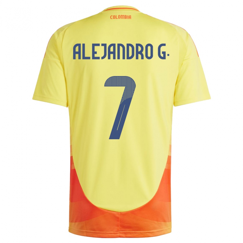 Kinderen Colombia Alejandro García #7 Geel Thuisshirt Thuistenue 24-26 T-Shirt