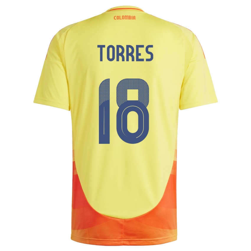 Kinderen Colombia Jhojan Torres #18 Geel Thuisshirt Thuistenue 24-26 T-Shirt