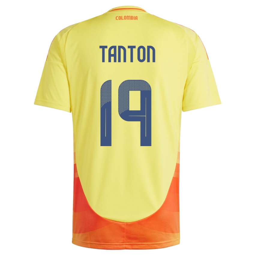 Kinderen Colombia Devan Tanton #19 Geel Thuisshirt Thuistenue 24-26 T-Shirt