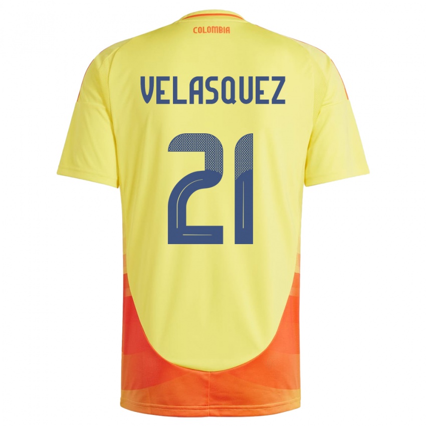 Kinderen Colombia Samuel Velásquez #21 Geel Thuisshirt Thuistenue 24-26 T-Shirt