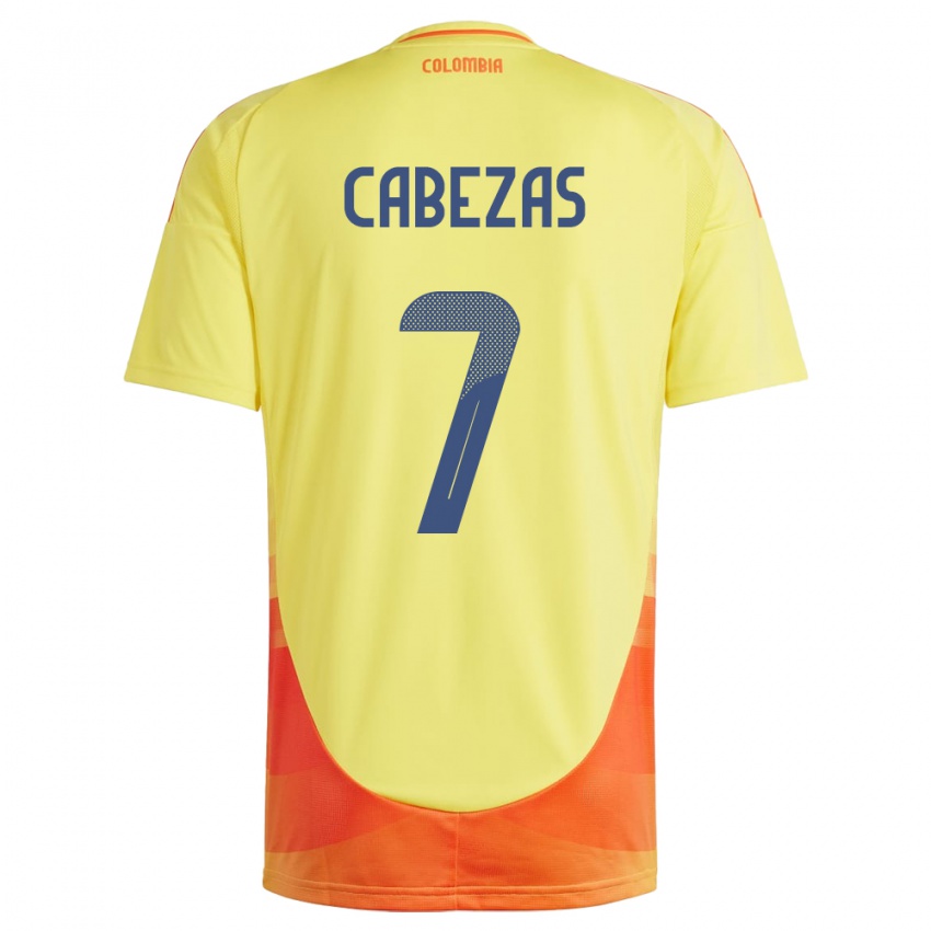 Kinderen Colombia Jorge Cabezas #7 Geel Thuisshirt Thuistenue 24-26 T-Shirt