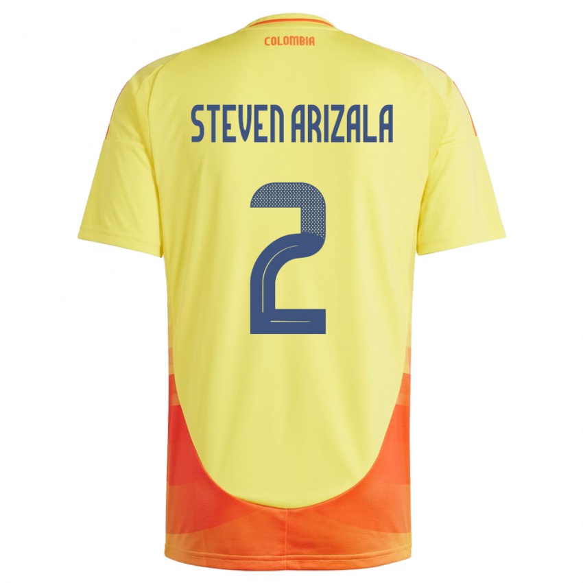 Kinderen Colombia Elver Steven Arizala #2 Geel Thuisshirt Thuistenue 24-26 T-Shirt