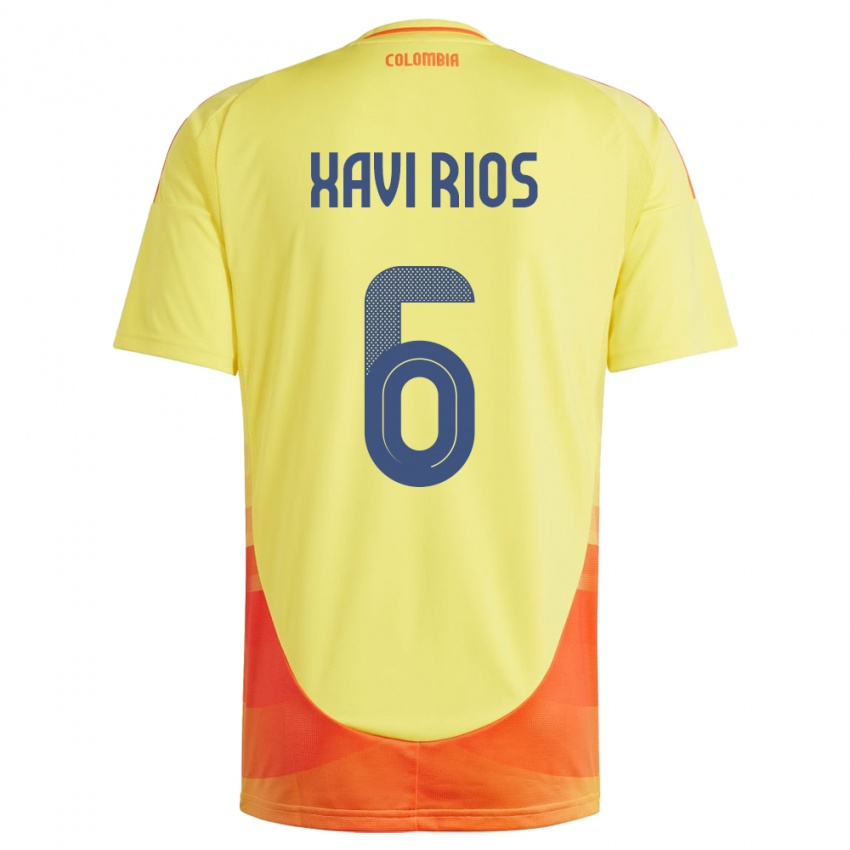 Kinderen Colombia Xavi Ríos #6 Geel Thuisshirt Thuistenue 24-26 T-Shirt