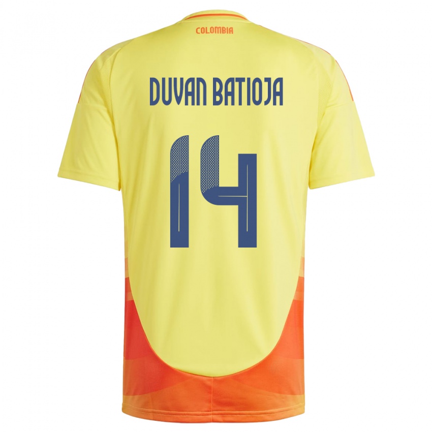 Kinderen Colombia Andy Duván Batioja #14 Geel Thuisshirt Thuistenue 24-26 T-Shirt