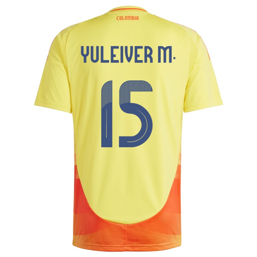 Kinderen Colombia Yuleiver Mosquera #15 Geel Thuisshirt Thuistenue 24-26 T-Shirt