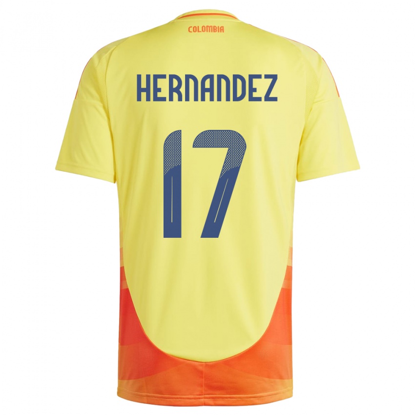 Kinderen Colombia Jhoan Hernández #17 Geel Thuisshirt Thuistenue 24-26 T-Shirt