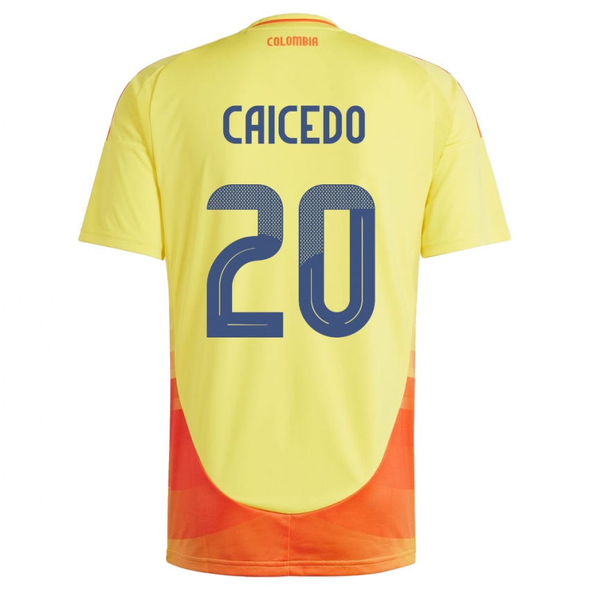 Kinderen Colombia Brayan Caicedo #20 Geel Thuisshirt Thuistenue 24-26 T-Shirt