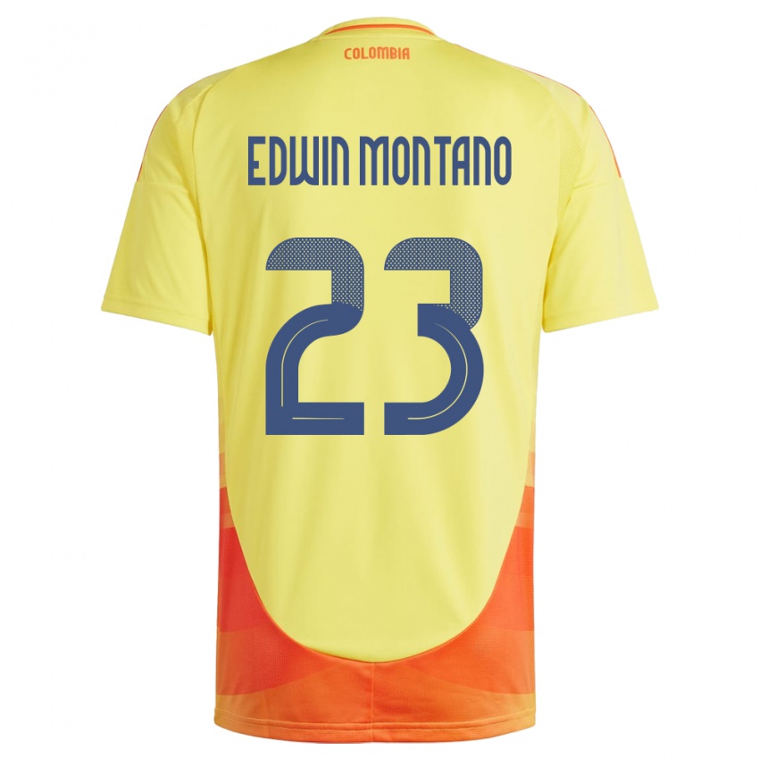 Kinderen Colombia John Edwin Montaño #23 Geel Thuisshirt Thuistenue 24-26 T-Shirt