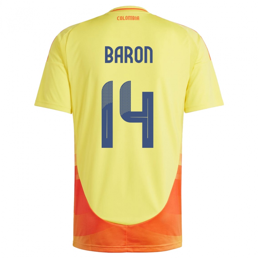 Kinderen Colombia Ángela Barón #14 Geel Thuisshirt Thuistenue 24-26 T-Shirt