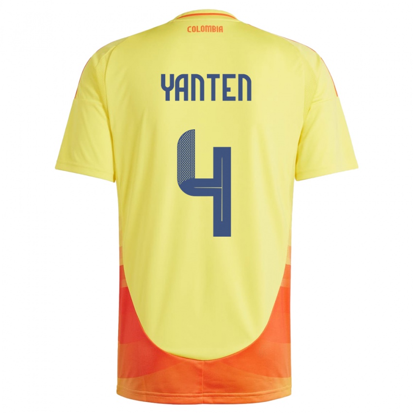 Kinderen Colombia Fabiana Yantén #4 Geel Thuisshirt Thuistenue 24-26 T-Shirt