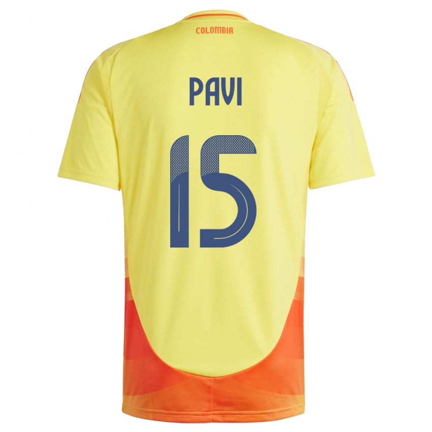 Kinderen Colombia Manuela Paví #15 Geel Thuisshirt Thuistenue 24-26 T-Shirt