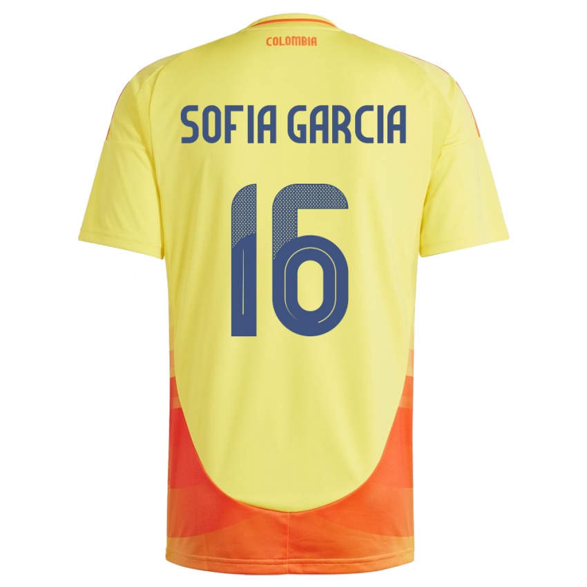 Kinderen Colombia Sofía García #16 Geel Thuisshirt Thuistenue 24-26 T-Shirt