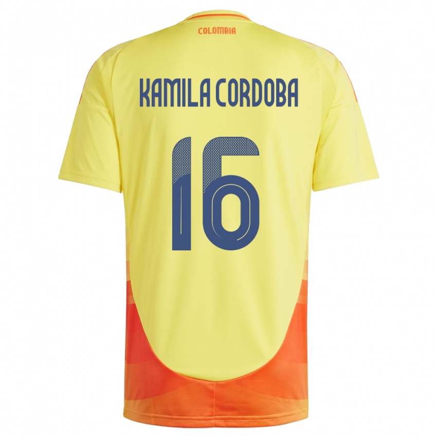 Kinderen Colombia Sara Kamila Córdoba #16 Geel Thuisshirt Thuistenue 24-26 T-Shirt