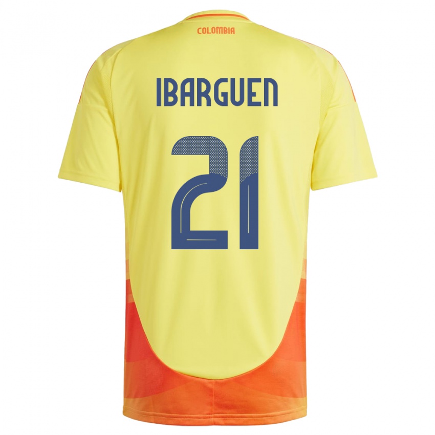 Kinderen Colombia Kelly Ibargüen #21 Geel Thuisshirt Thuistenue 24-26 T-Shirt