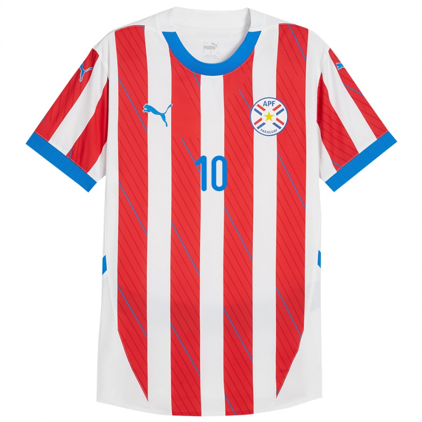 Kinderen Paraguay Matías Segovia #10 Wit Rood Thuisshirt Thuistenue 24-26 T-Shirt