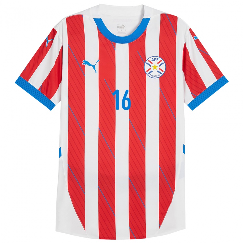 Kinderen Paraguay Juan Cardozo #16 Wit Rood Thuisshirt Thuistenue 24-26 T-Shirt