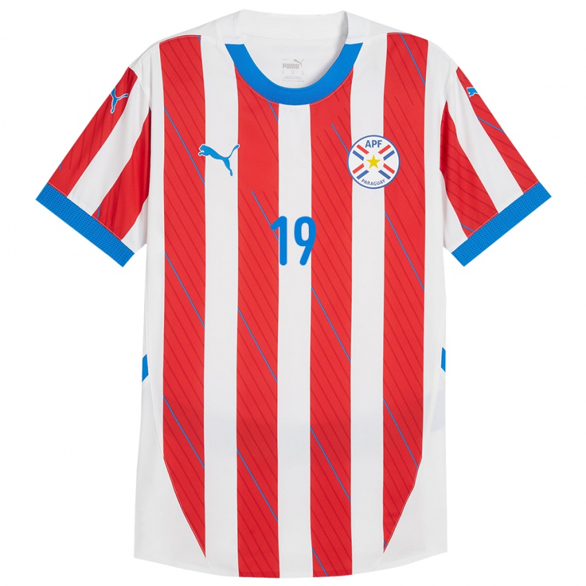 Kinderen Paraguay Marcelo Pérez #19 Wit Rood Thuisshirt Thuistenue 24-26 T-Shirt