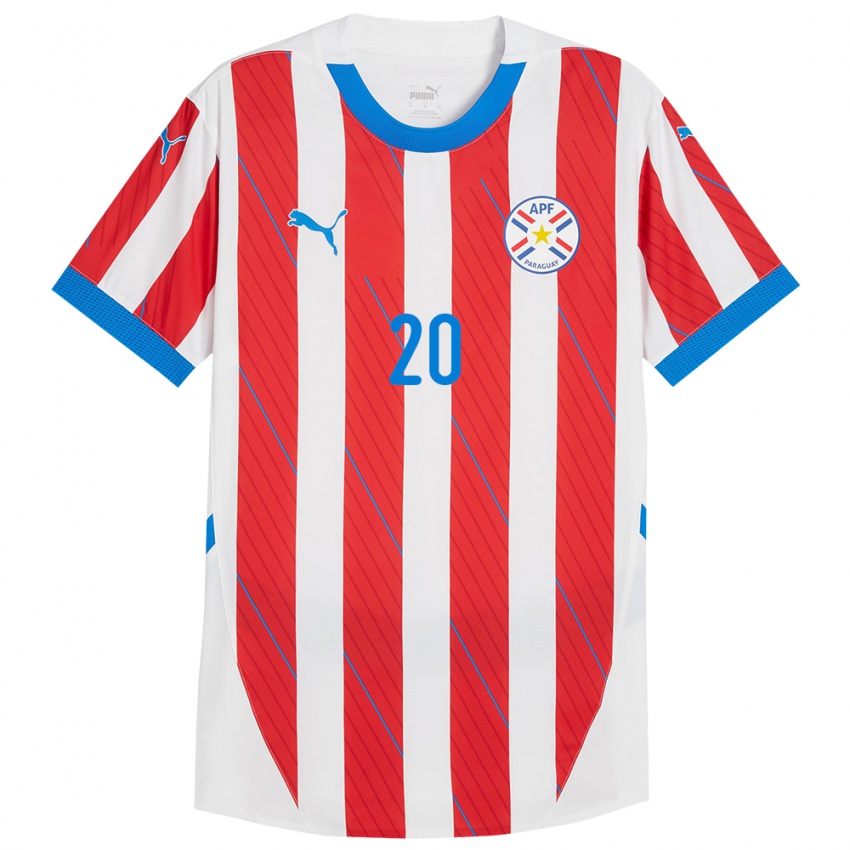 Kinderen Paraguay César Miño #20 Wit Rood Thuisshirt Thuistenue 24-26 T-Shirt