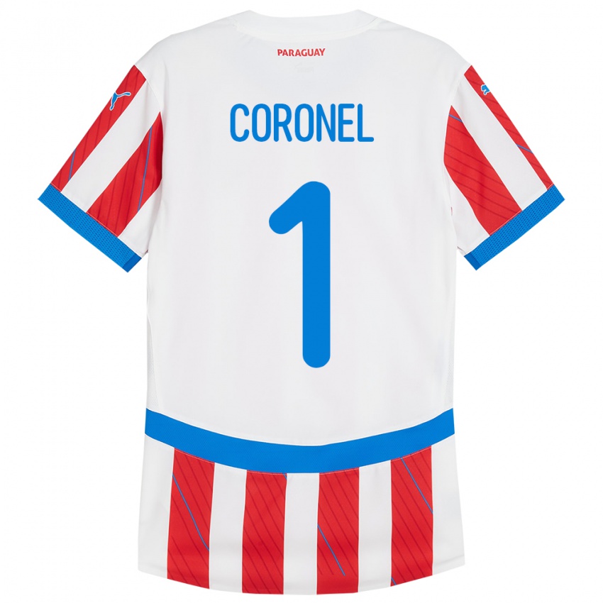 Kinderen Paraguay Carlos Coronel #1 Wit Rood Thuisshirt Thuistenue 24-26 T-Shirt