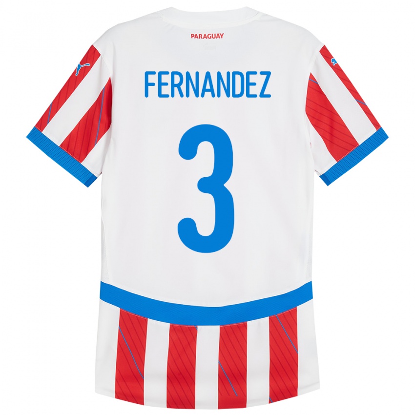 Kinderen Paraguay Roberto Fernández #3 Wit Rood Thuisshirt Thuistenue 24-26 T-Shirt