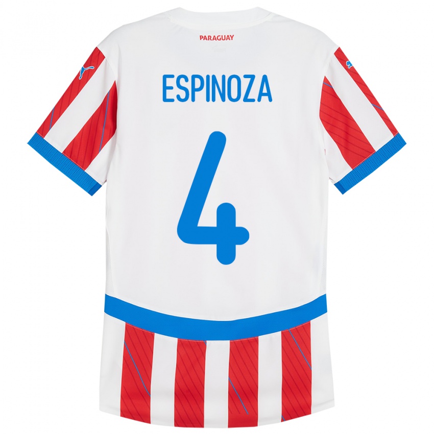 Kinderen Paraguay Matías Espinoza #4 Wit Rood Thuisshirt Thuistenue 24-26 T-Shirt