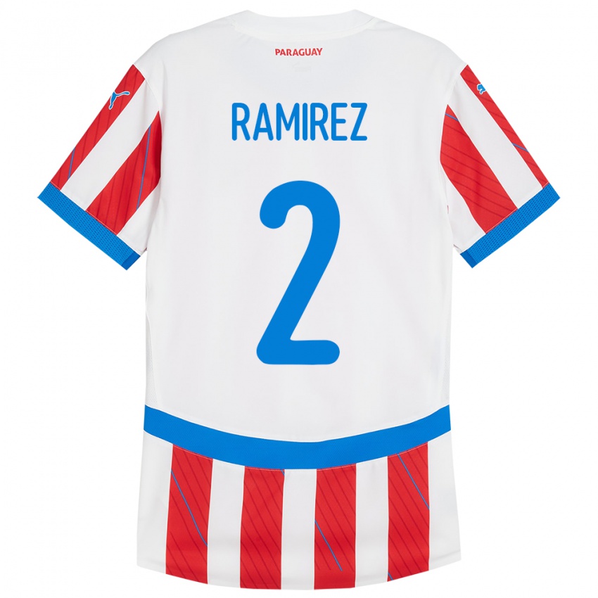 Kinderen Paraguay Iván Ramírez #2 Wit Rood Thuisshirt Thuistenue 24-26 T-Shirt