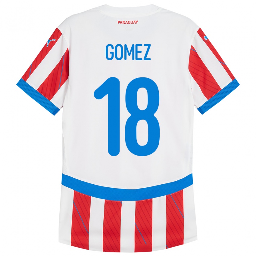 Kinderen Paraguay Diego Gómez #18 Wit Rood Thuisshirt Thuistenue 24-26 T-Shirt