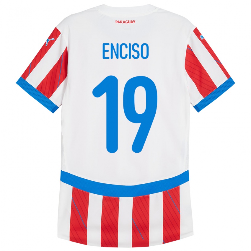 Kinderen Paraguay Julio Enciso #19 Wit Rood Thuisshirt Thuistenue 24-26 T-Shirt