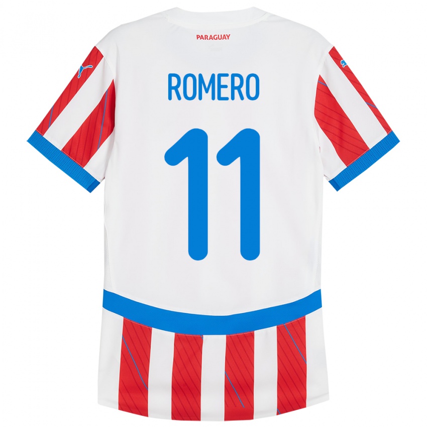 Kinderen Paraguay Ángel Romero #11 Wit Rood Thuisshirt Thuistenue 24-26 T-Shirt